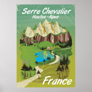 Cavaleiros de Serre, poster de viagens do esqui de