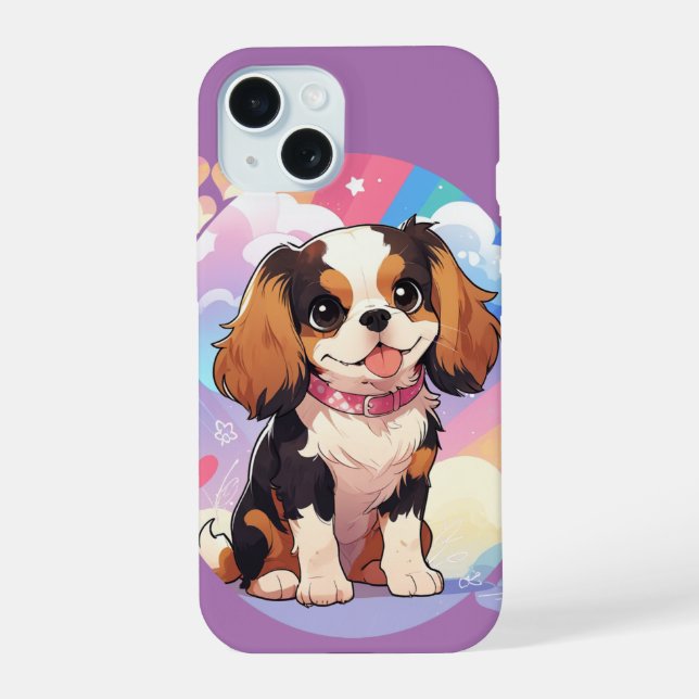 Cavalier King Charles Pastel Arco-Íris Kawaii (Verso)