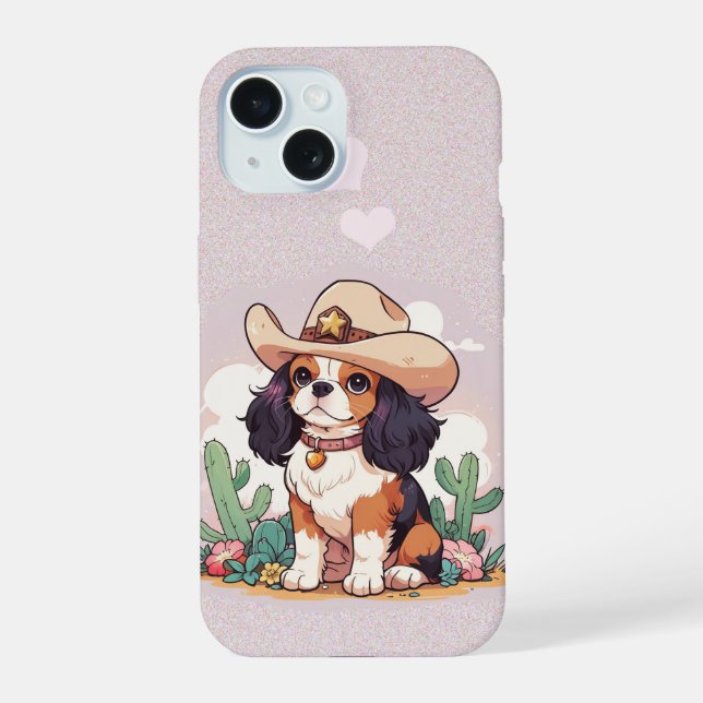 Cavalier King Charles pastel rosa cowboy (Verso)