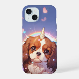 Cavalier King Charles Pastel Unicorn Rainbow sky