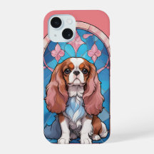 Cavalier King Charles Rosa Pastel Vidro Pintado