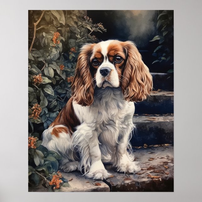 Cavalier King Charles Spaniel Dog Art Impressão (Frente)