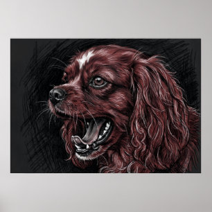 Cavalier King Charles Spaniel Poster de Esboço Esc