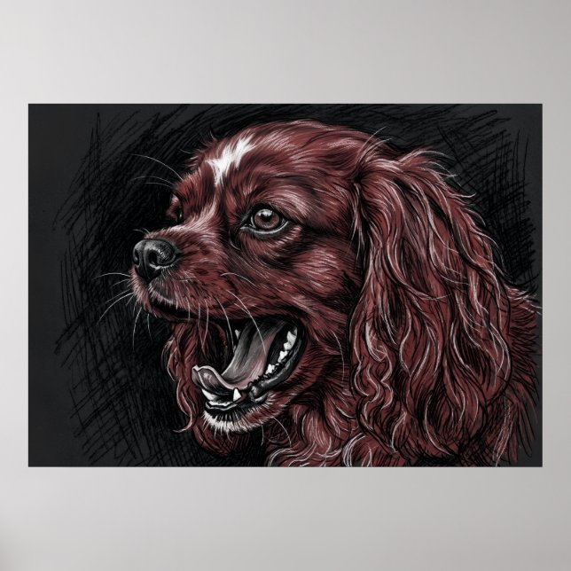 Cavalier King Charles Spaniel Poster de Esboço Esc (Frente)