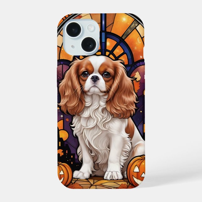 Cavalier King Charles StainGlass Halloween Fall (Verso)