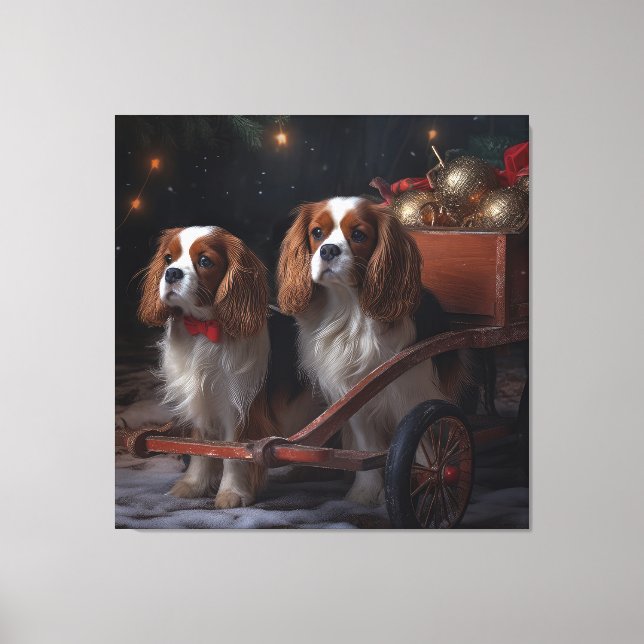 Cavalier King Snowy Sleigh Decoração de Natal (Frente)