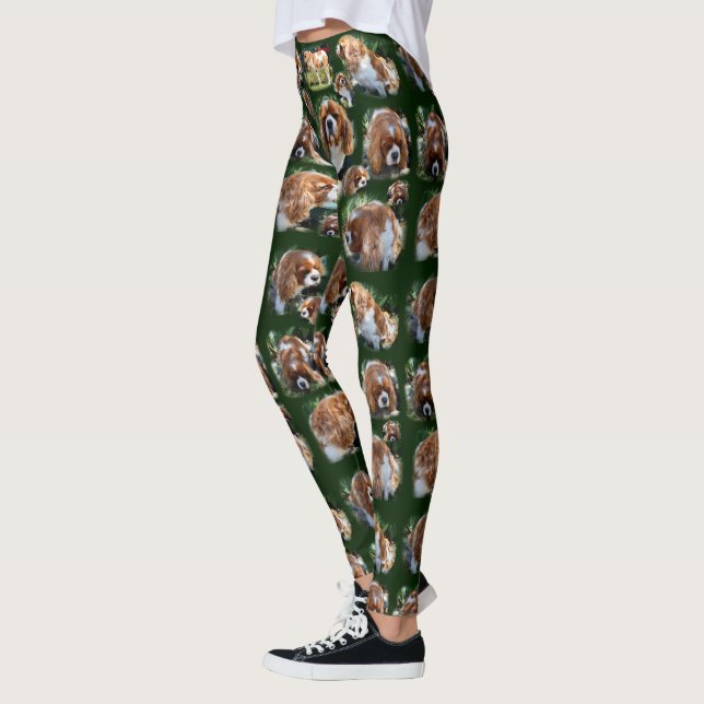 Cavalier Spaniel Photo Collage, Damas Leggings (Esquerda)