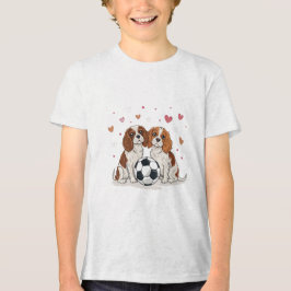 Cavalier Spaniels with soccer ball for Valentine's