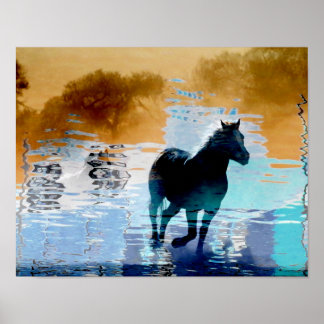 Cavalo a Correr em Poster de Água