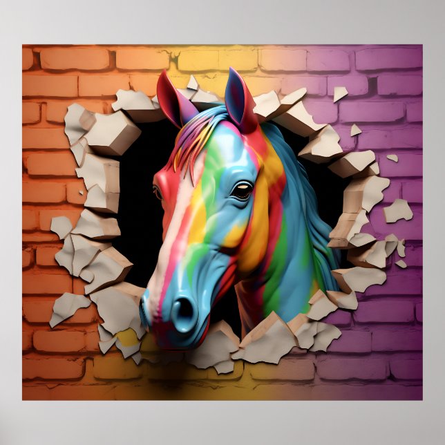 Cavalo-Arco-Íris quebrando Impressão Trabalho de a (Frente)