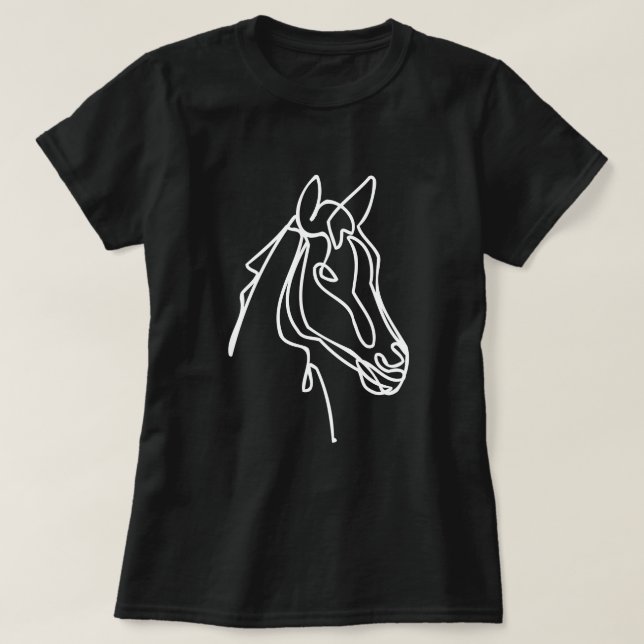 Cavalo artístico desenhando camisa preta para mulh (Frente do Design)