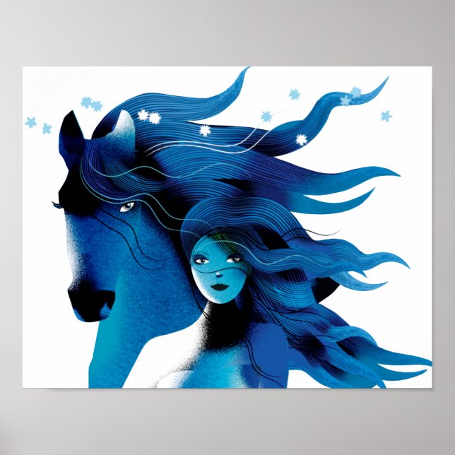 Cavalo Azul e Poster de Garota (Frente)