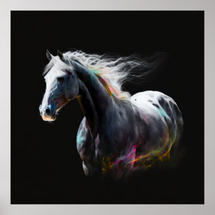 Cavalo Branco, Abstrato, Parede de Impressão de Ar