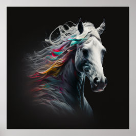 Cavalo Branco, Abstrato, Parede de Impressão de Ar