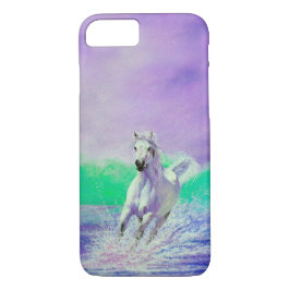 Cavalo Branco Correndo na Capas de iphone da Praia
