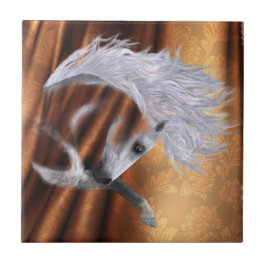 Cavalo Branco em Cobre - fundo personalizável