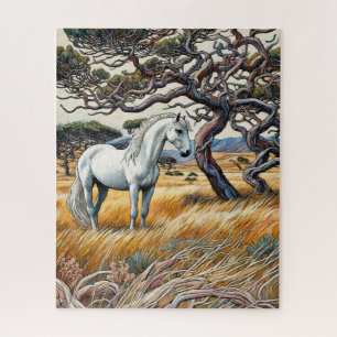 Cavalo Branco em Grassland 500 Peece Quebra-cabeça