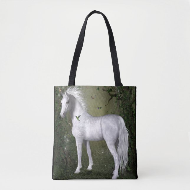 Cavalo Branco na Floresta com Bolsa (Frente)