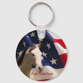 Cavalo com Chaveiro de bandeira americana