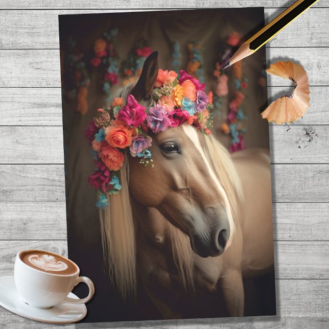 Cavalo com Decorações Florais 2 Papel de Decoupage (Criador carregado)