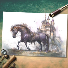 Cavalo com Papel Decoupage do Castelo Steampunk 2
