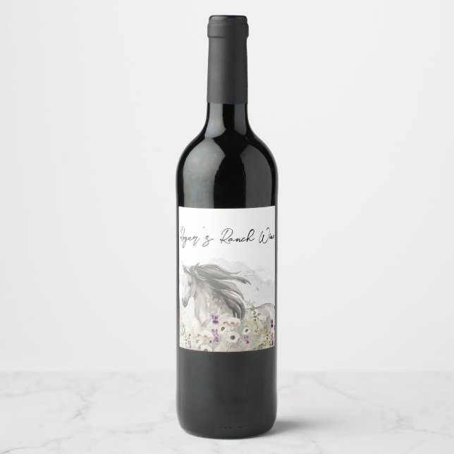 Cavalo com rótulo de vinho das flores (Frente)