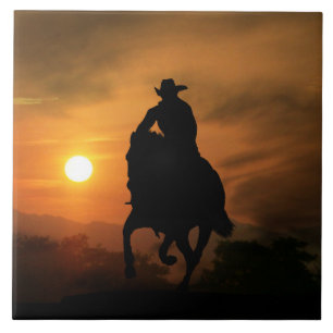 Cavalo Corrente e Azulejo de Arte do Cowboy