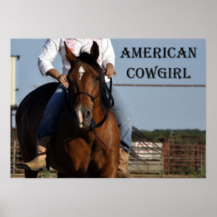 "Cavalo da vaqueira americana" e poster do
