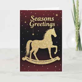 Cavalo de Balanço Dourado – Cartão de Natal