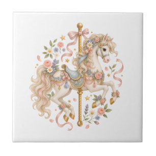 Cavalo de Carrossel Elegante Conto de Fadas Francê