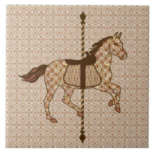 Cavalo de Carrossel - Marrom Chocolate e Bege