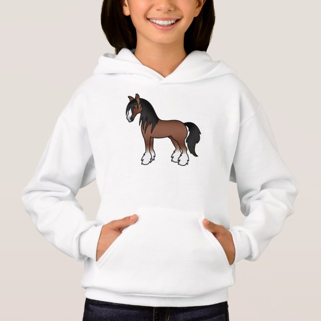 Cavalo de Cartoon Castanho Vanner Clydesdale Shire (Frente)