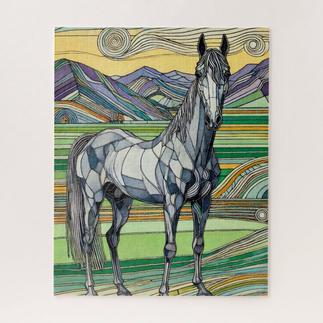 Cavalo de cinza em Pasture 500 Piece Quebra-cabeça (Vertical)