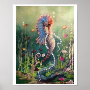 Cavalo de mar e poster das pérolas