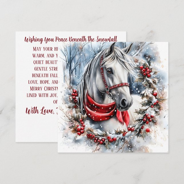 Cavalo de Natal Elegante com Coroa de Inverno Pers (Frente/Verso)