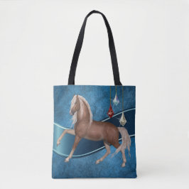 Cavalo de Palomino na Bage Bolsa azul