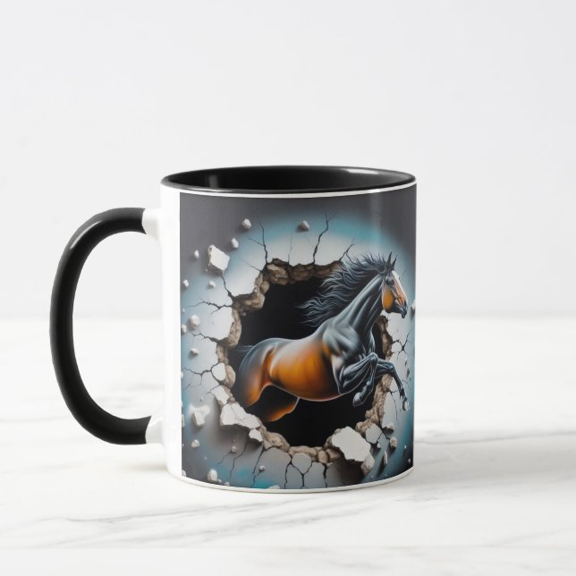 "Cavalo Dinâmico A Partir Da Parede - Caneca 3D (Esquerda)