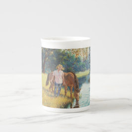 CAVALO do BEBENDO & MENINA - caneca de Arthur