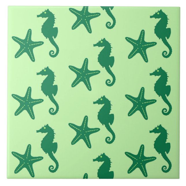 Cavalo-do-mar e estrelas-do-mar - limão e esmerald (Frente)