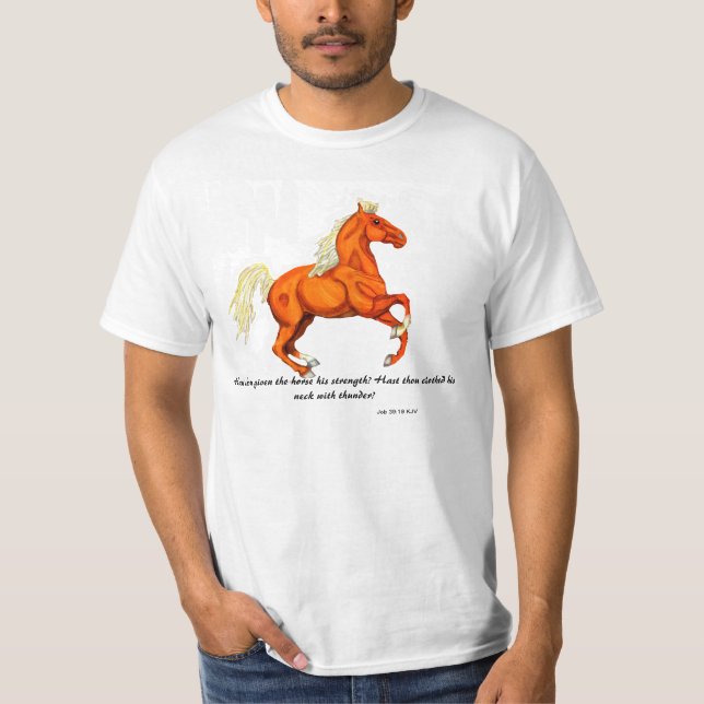 Cavalo do Palomino com camisa da escritura (Frente)