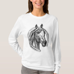 Cavalo do vintage e camiseta da ferradura