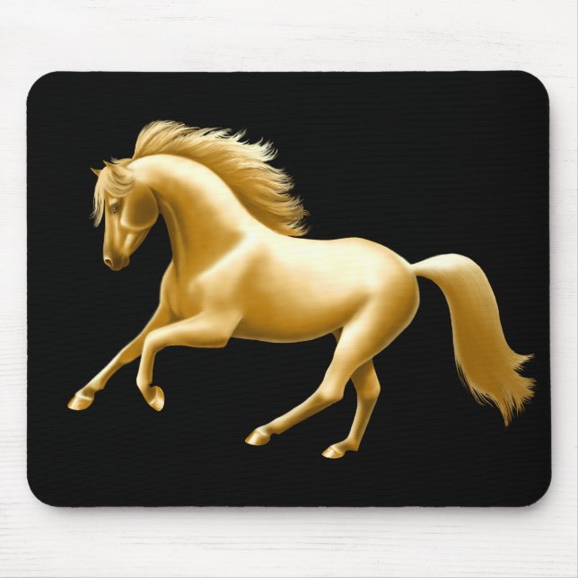 Cavalo dourado de galope Mousepad (Frente)