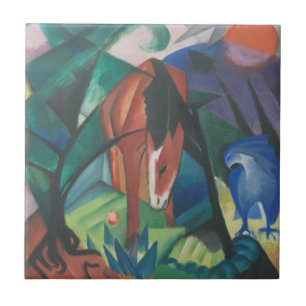 Cavalo e Águia por Franz Marc, Arte Cubista Vintag