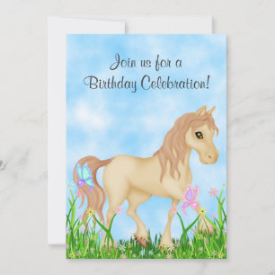 Cavalo e Borboletas Convite de Aniversário