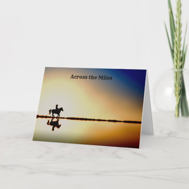 Cavalo e Cavaleiro no Cartão de Saudação de Silhue (Frente)