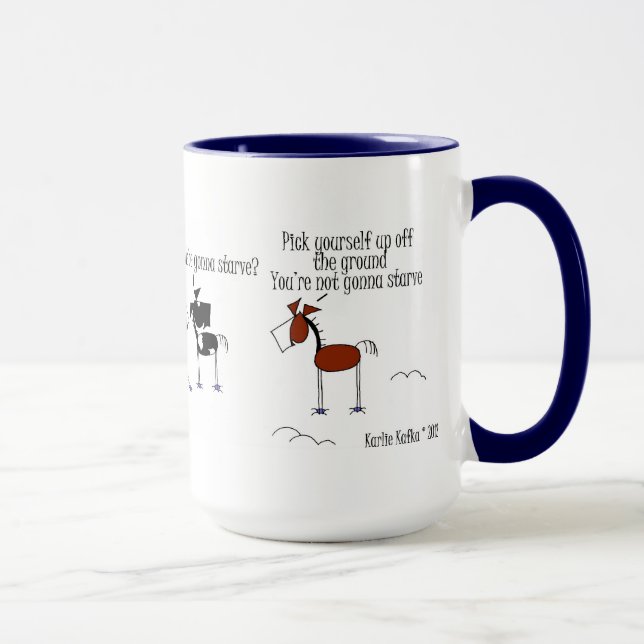 Cavalo engraçado que joga uma caneca dos desenhos (Direita)