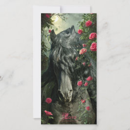 Cavalo Friesian Black Beauty - Cartão de Boas Fest