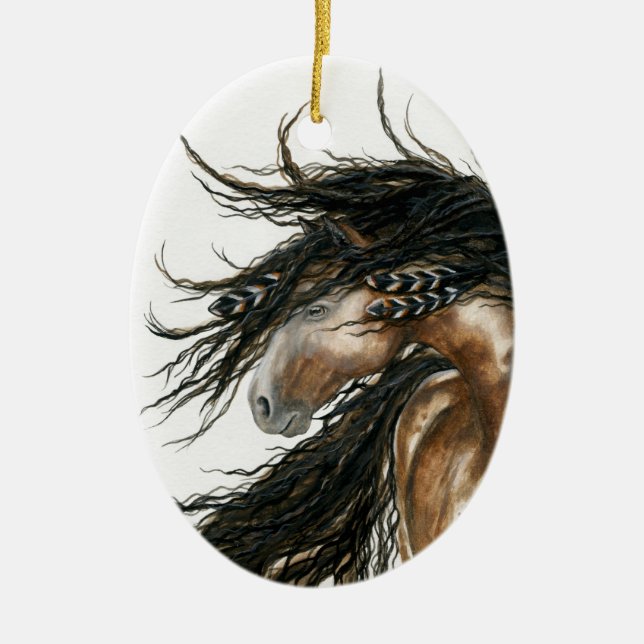 Cavalo majestoso do mustang pelo ornamento de (Frente)