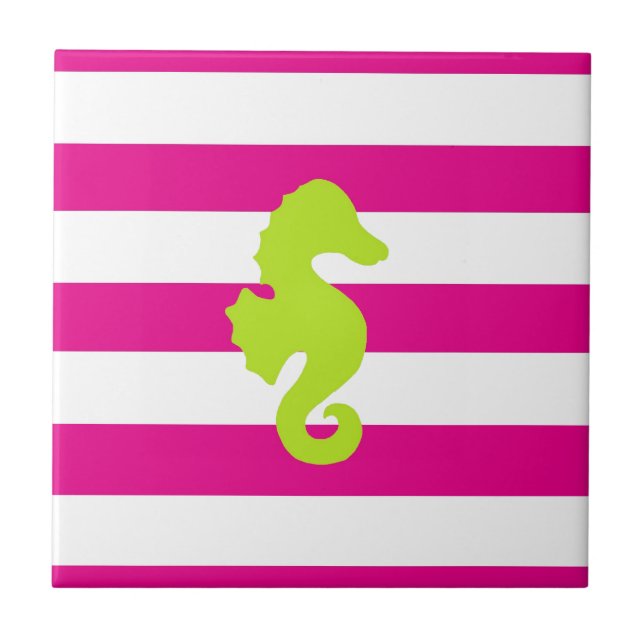 Cavalo marinho branco e verde do rosa quente (Frente)