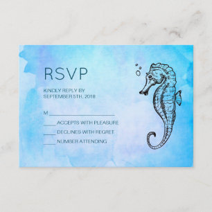 Cavalo marinho e Seashell RSVP Wedding náutico